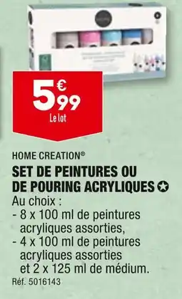 ALDI HOME CREATION SET DE PEINTURES OU DE POURING ACRYLIQUES offre