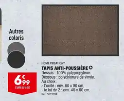 ALDI HOME CREATION TAPIS ANTI-POUSSIÈRE offre