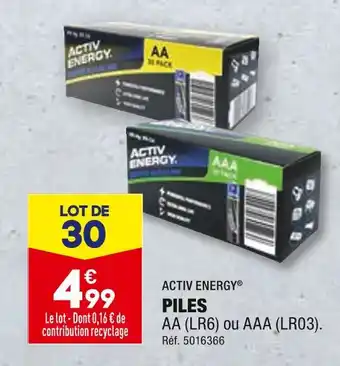 ALDI ACTIV ENERGY PILES offre