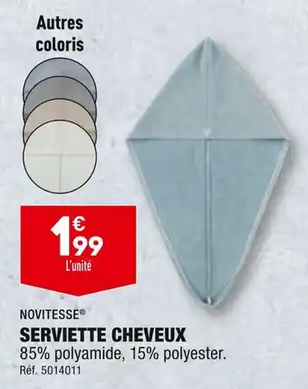 ALDI NOVITESSE SERVIETTE CHEVEUX offre