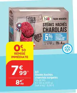 Bi1 bi1 Steaks hachés charolais surgelés 5% de MG offre