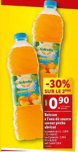 Lidl Solevita - boisson à l'eau de source saveur pêche abricot offre