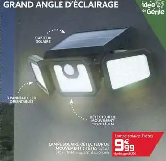 Lampe solaire détecteur de mouvement 3 têtes