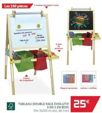 Gifi Tableau double face évolutif 3 en 1 en bois offre