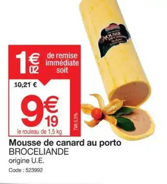 Promocash Mousse de canard au porto BROCELIANDE offre