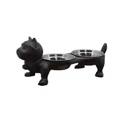 Jardiland Gamelle double Chat en fonte marron 40 x 16 x 15 cm Chemin de campagne offre