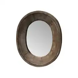 Miroir ovale avec contours bois 82 x 69 cm Chemin de campagne