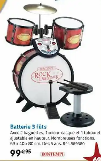 La Grande Récré Batterie 3 Fûts offre