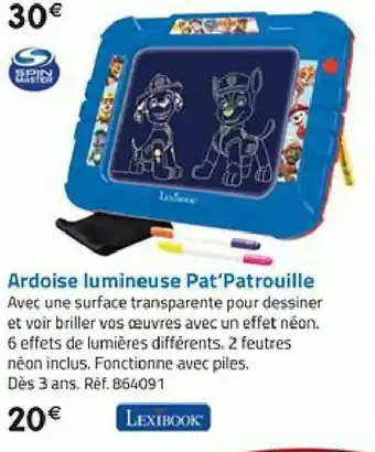 La Grande Récré Ardoise lumineuse Pat'Patrouille offre