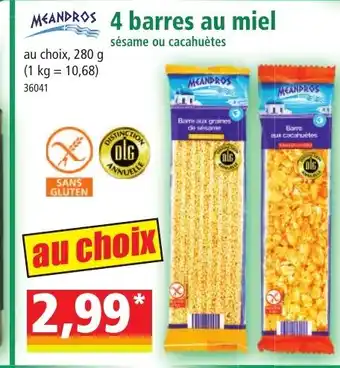 Norma MEANDROS 4 barres au miel offre