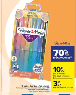 Carrefour 16 feutres d'écriture Flair original offre