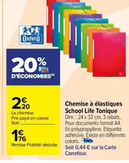 Carrefour Chemise à élastiques School Life Tonique offre