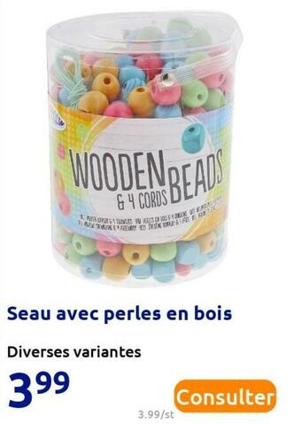 Action Seau avec perles en bois offre