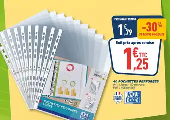 Bureau Vallée 40 POCHETTES PERFORÉES offre