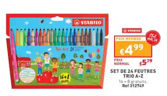Trafic SET DE 24 FEUTRES TRIO A-Z offre