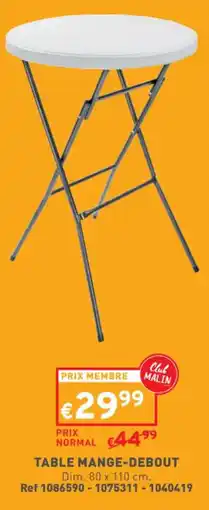 Trafic TABLE MANGE-DEBOUT offre
