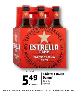 Lidl 6 bières Estrella Damm offre