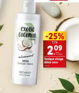 Lidl Tonique visage détox coco offre