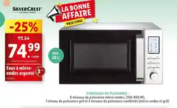 Lidl SILVERCREST Four à micro-ondes argenté offre