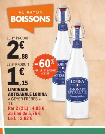 E.Leclerc LIMONADE ARTISANALE LORINA offre