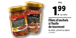 Lidl Sol & Mar Filets d’anchois à l’huile de tournesol offre