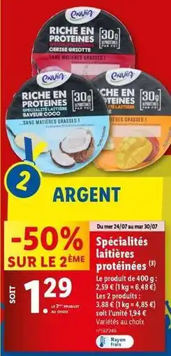 Lidl Envia - specialites laitieres protéinees offre