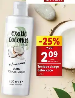 Lidl Cien - tonique visage detox coco offre