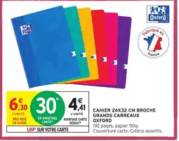 CAHIER 24X32 CM BROCHE GRANDS CARREAUX OXFORD