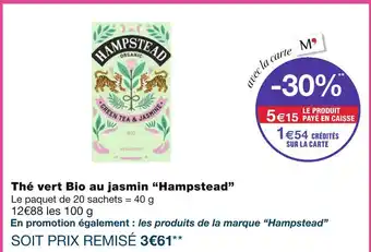 Monoprix Hampstead Thé vert Bio au jasmin offre