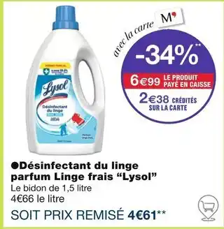 Monoprix Lysol ●Désinfectant du linge parfum Linge frais offre