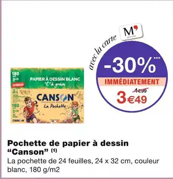Monoprix Canson Pochette de papier à dessin offre