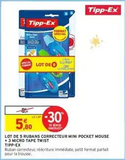 Intermarché Tipp-ex - lot de 5 rubans correcteur mini pocket mouse + 3 micro tape twist offre