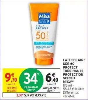 Intermarché Mixa - lait solaire dermo protect très haute protection spf50+ offre