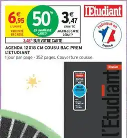 Intermarché L'etudiant - agenda 12x18 cm cousu bac prem offre