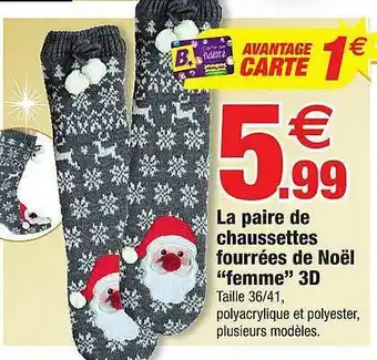 Bazarland La Paire De Chaussettes Fourrées De Noël offre