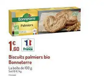 Botanic Biscuits Palmiers Bio Bonneterre offre