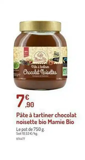 Pâte à Tartiner Chocolat Noisette Bio Mamie Bio