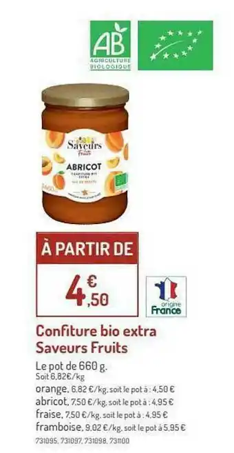 Botanic Confiture Bio Extra Saveurs Fruits offre