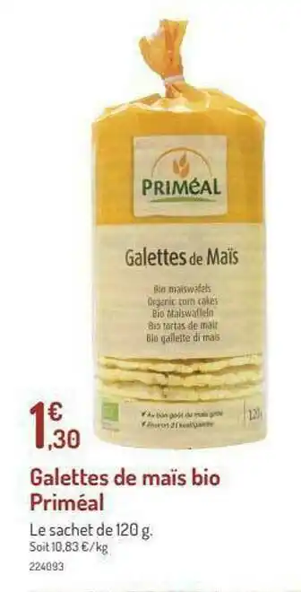 Botanic Galettes De Maïs Bio Priméal offre