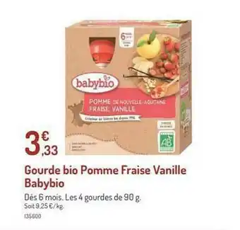 Botanic Gourde Bio Pomme Fraise Vanille Babybio offre