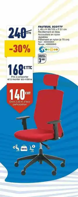 Bureau Vallée Fauteuil Scotty offre