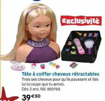 Tête à coiffer cheveux rétractables