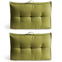 Lot 2 coussins palette dossier polyester vert 60x40x12 cm - Oviala