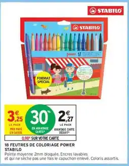 Intermarché Stabilo - 18 feutres de coloriage power offre