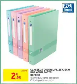 Intermarché Oxford - classeur color life 28x32cm dos 40mm pastel offre