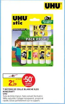 Intermarché Hyper Uhu - 7 bâtons de colle blanche 8.2g minecraft offre