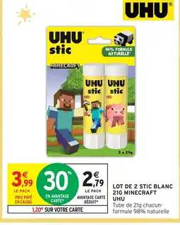 Intermarché LOT DE 2 STIC BLANC 21G MINECRAFT offre