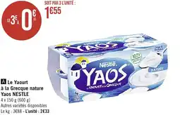 Le Yaourt à la Grecque nature Yaos NESTLE