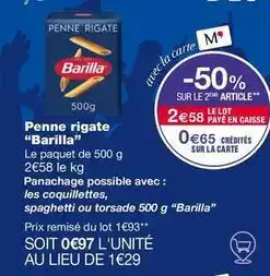 Monoprix Barilla - penne rigate offre