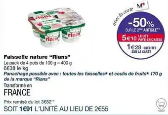 Monoprix Rians - faisselle nature offre